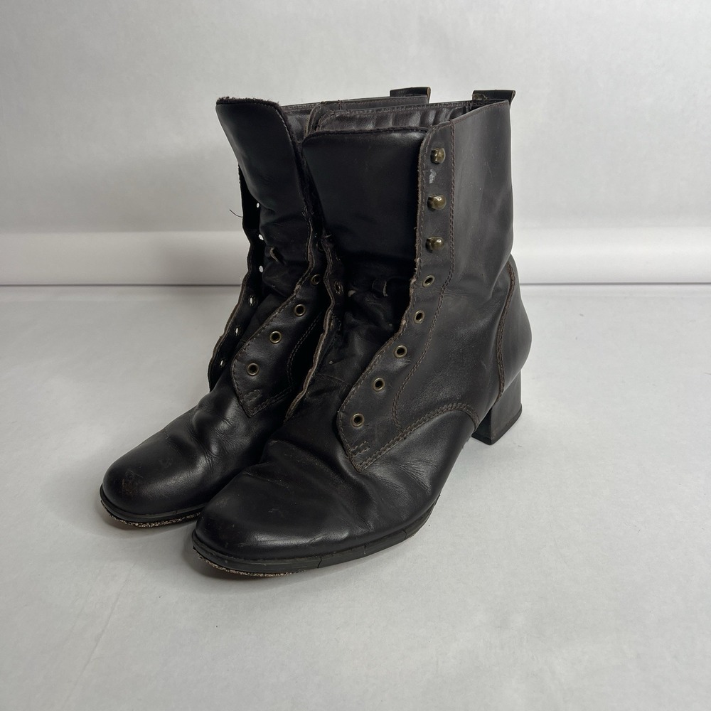 Vtg Victorian Leather Women's Boots Dress Coldwater‎ Creek 9 M No Laces Brown